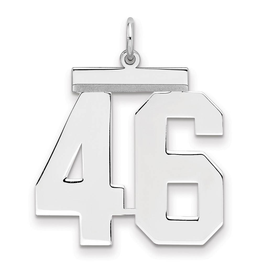 Sterling Silver, Athletic Collection, Large Polished Number 46 Pendant