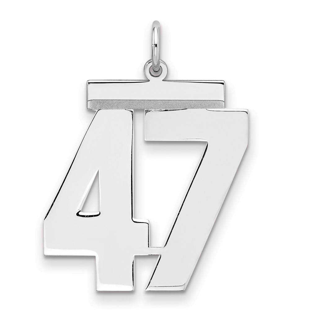 Sterling Silver, Athletic Collection, Large Polished Number 47 Pendant