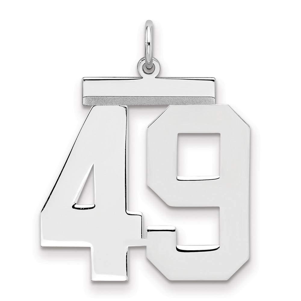 Sterling Silver, Athletic Collection, Large Polished Number 49 Pendant