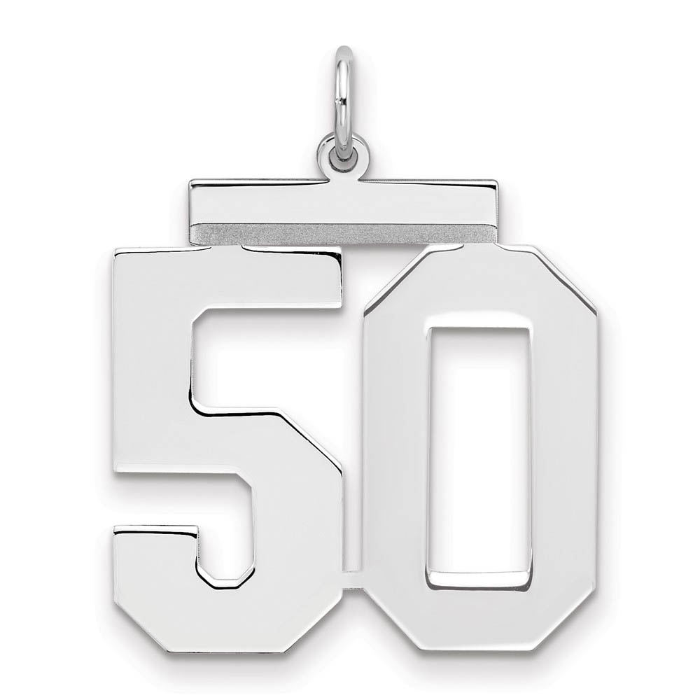 Sterling Silver, Athletic Collection, Large Polished Number 50 Pendant