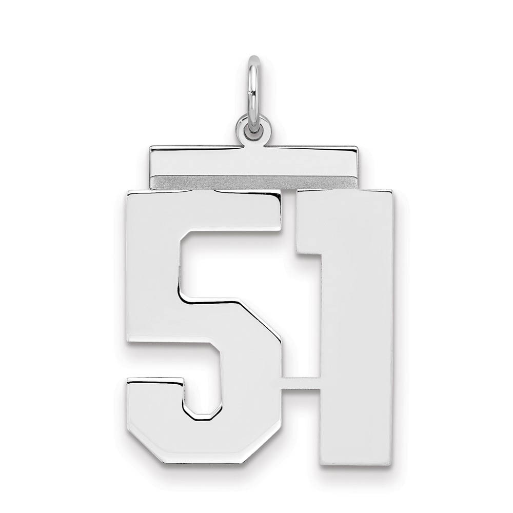 Sterling Silver, Athletic Collection, Large Polished Number 51 Pendant