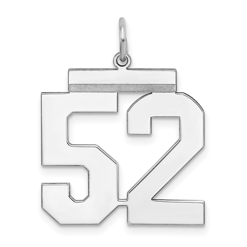 Sterling Silver, Athletic Collection, Large Polished Number 52 Pendant