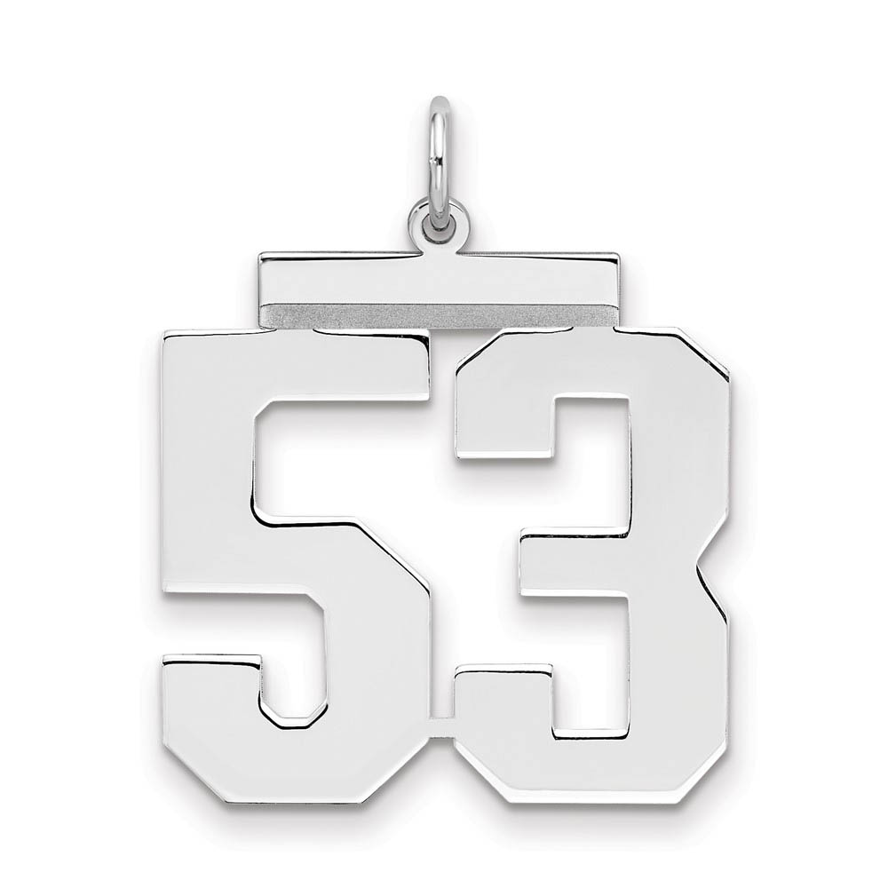 Sterling Silver, Athletic Collection, Large Polished Number 53 Pendant