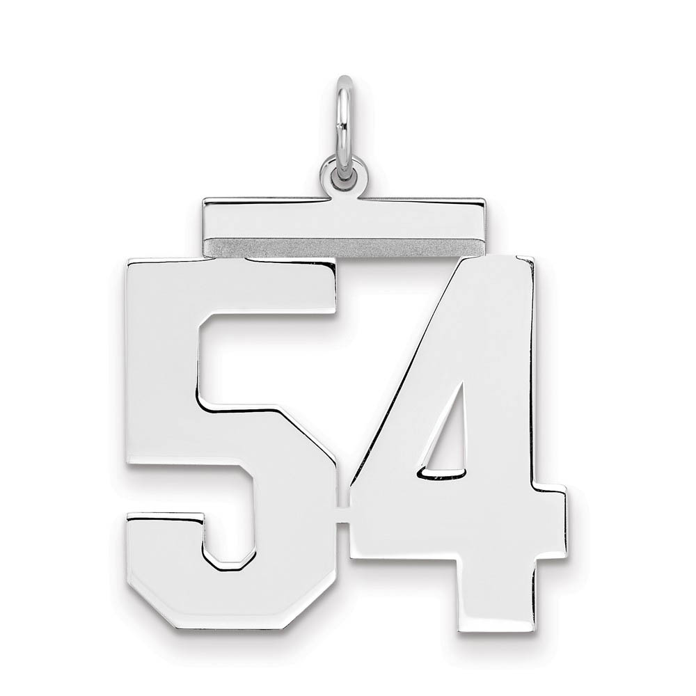 Sterling Silver, Athletic Collection, Large Polished Number 54 Pendant