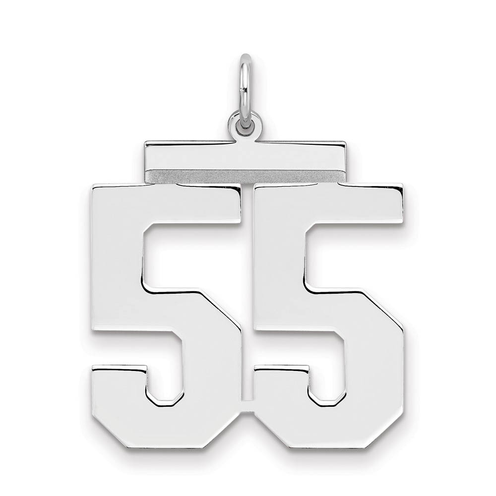 Sterling Silver, Athletic Collection, Large Polished Number 55 Pendant