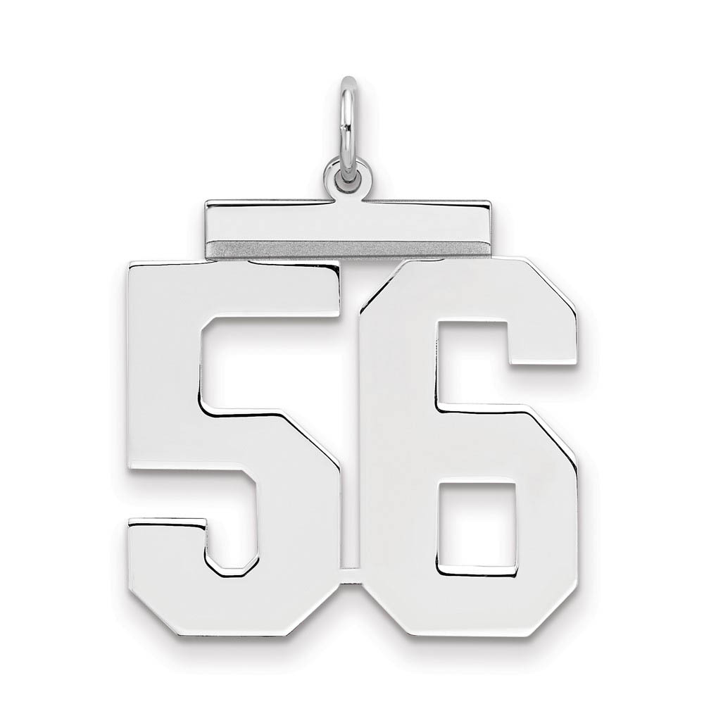 Sterling Silver, Athletic Collection, Large Polished Number 56 Pendant