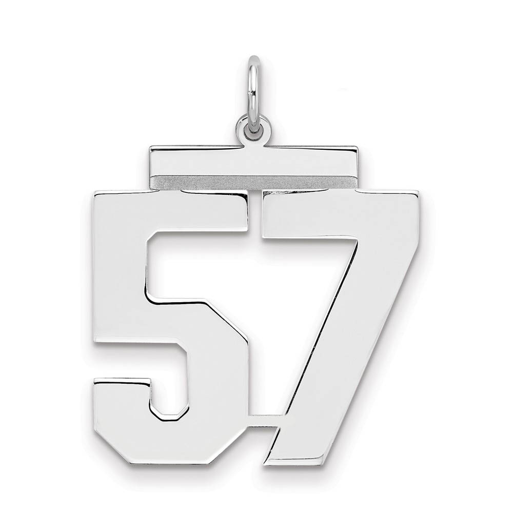 Sterling Silver, Athletic Collection, Large Polished Number 57 Pendant