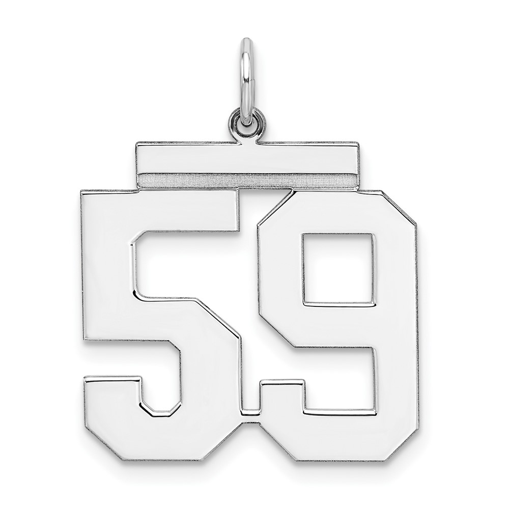 Sterling Silver, Athletic Collection, Large Polished Number 59 Pendant