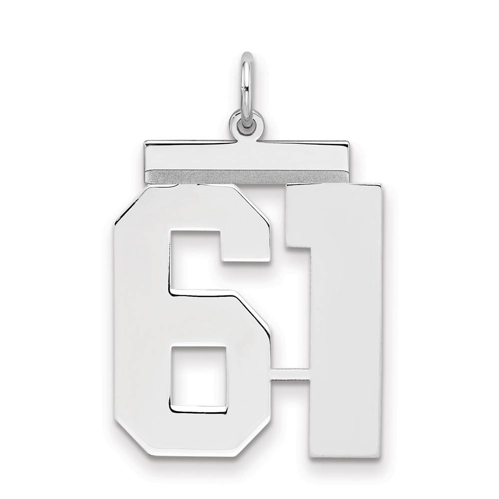 Sterling Silver, Athletic Collection, Large Polished Number 61 Pendant