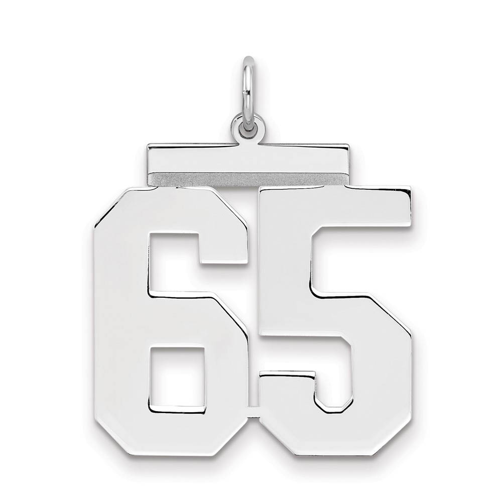 Sterling Silver, Athletic Collection, Large Polished Number 65 Pendant