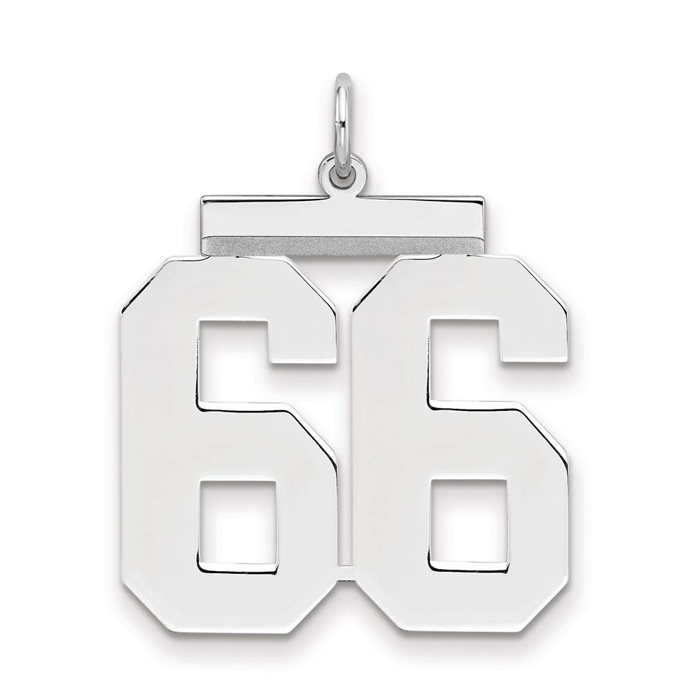 Sterling Silver, Athletic Collection, Large Polished Number 66 Pendant