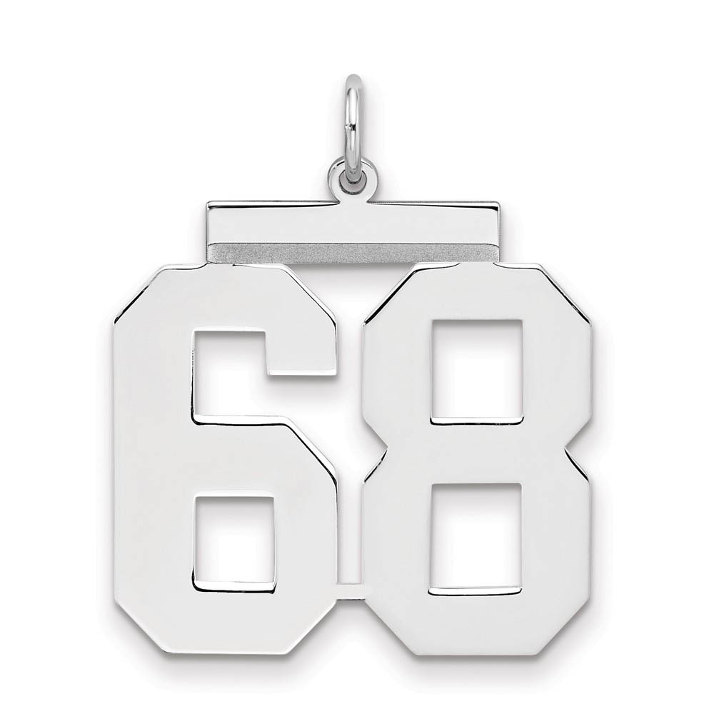 Sterling Silver, Athletic Collection, Large Polished Number 68 Pendant