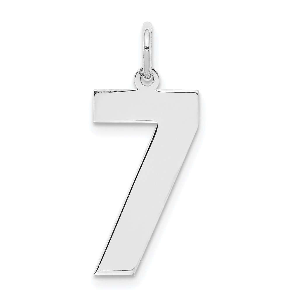 Sterling Silver, Athletic Collection, Large Polished Number 7 Pendant