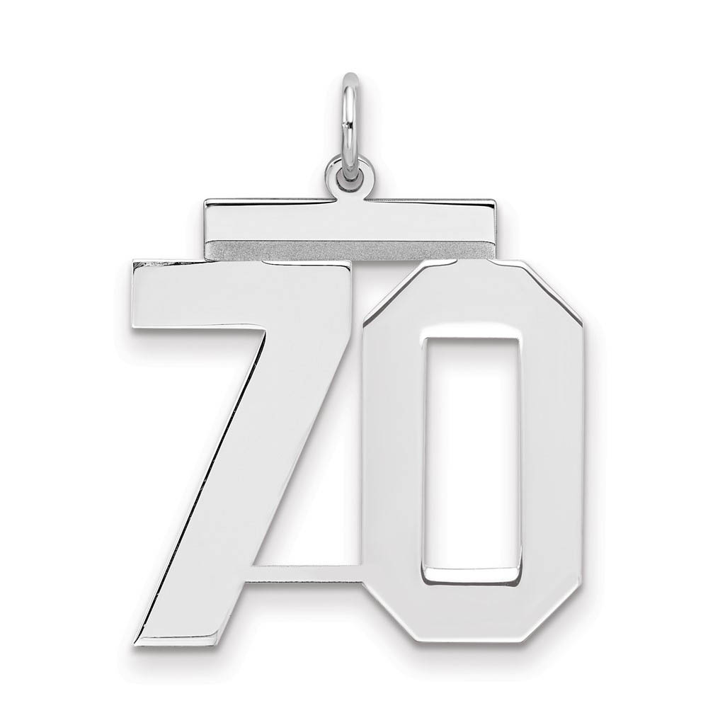 Sterling Silver, Athletic Collection, Large Polished Number 70 Pendant