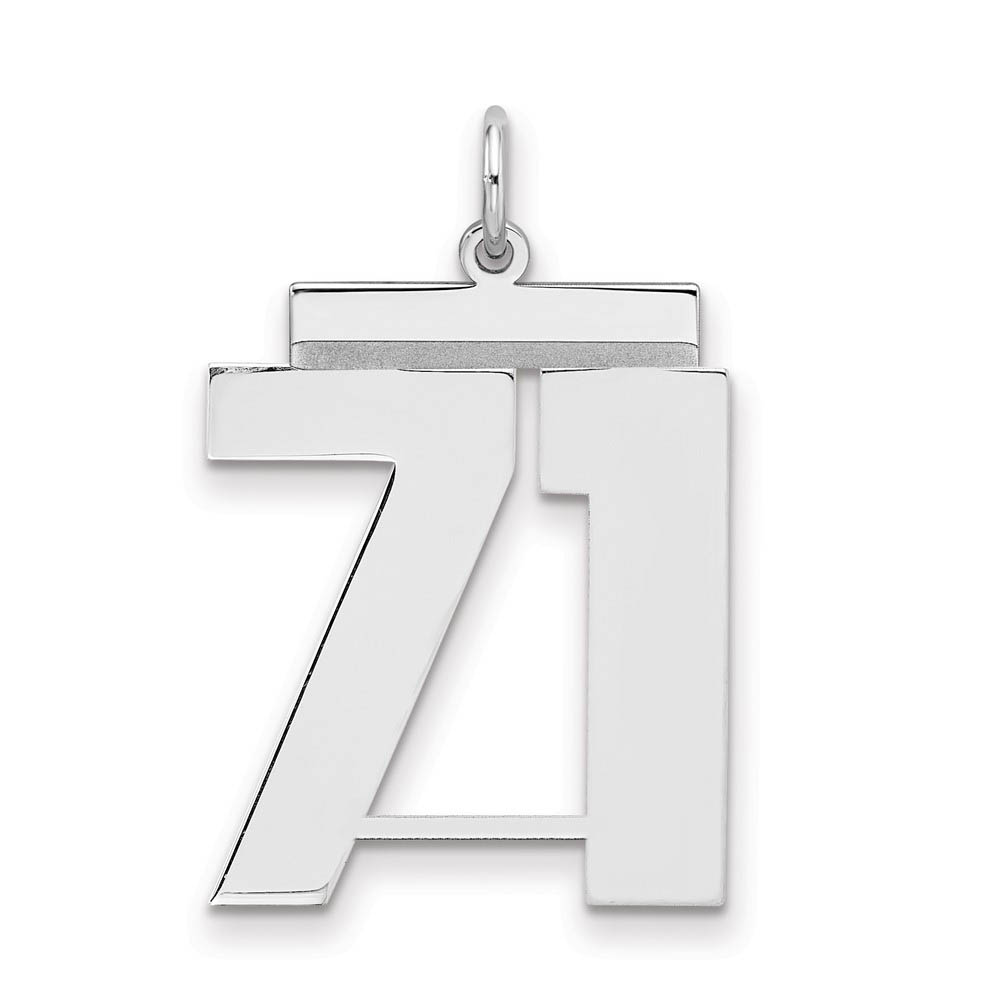 Sterling Silver, Athletic Collection, Large Polished Number 71 Pendant