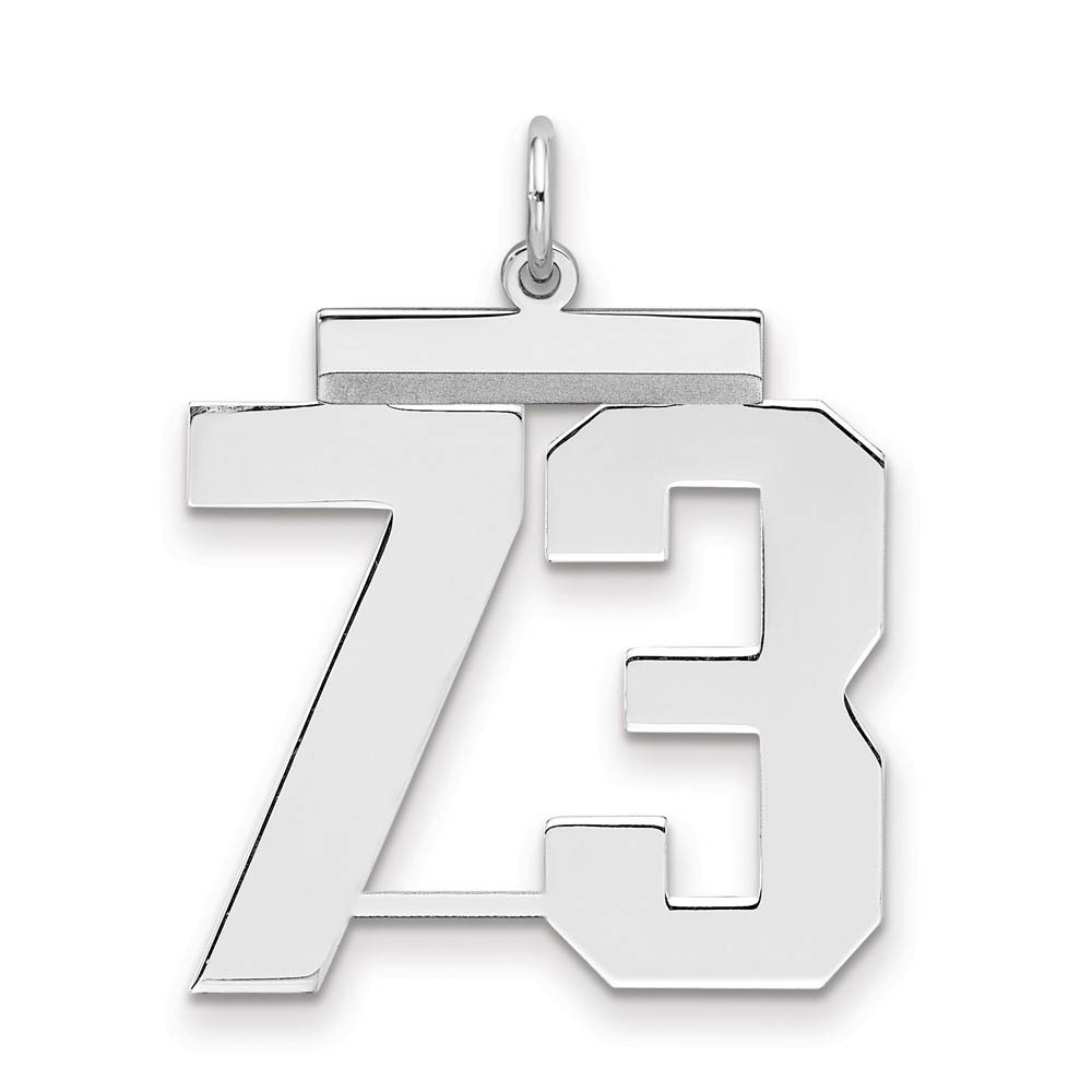 Sterling Silver, Athletic Collection, Large Polished Number 73 Pendant