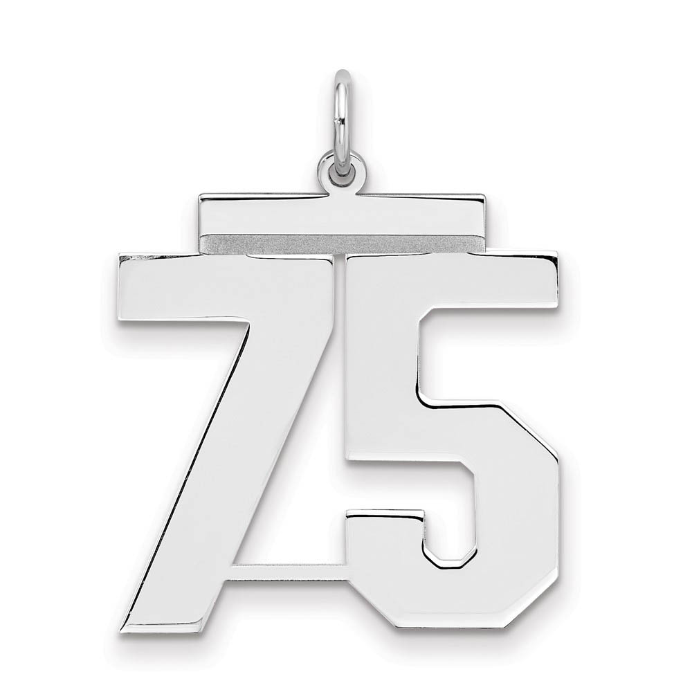 Sterling Silver, Athletic Collection, Large Polished Number 75 Pendant