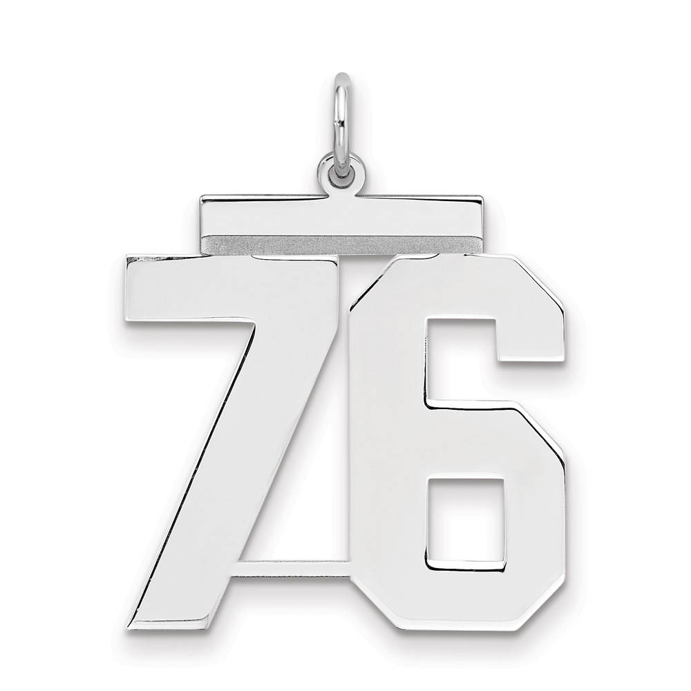 Sterling Silver, Athletic Collection, Large Polished Number 76 Pendant