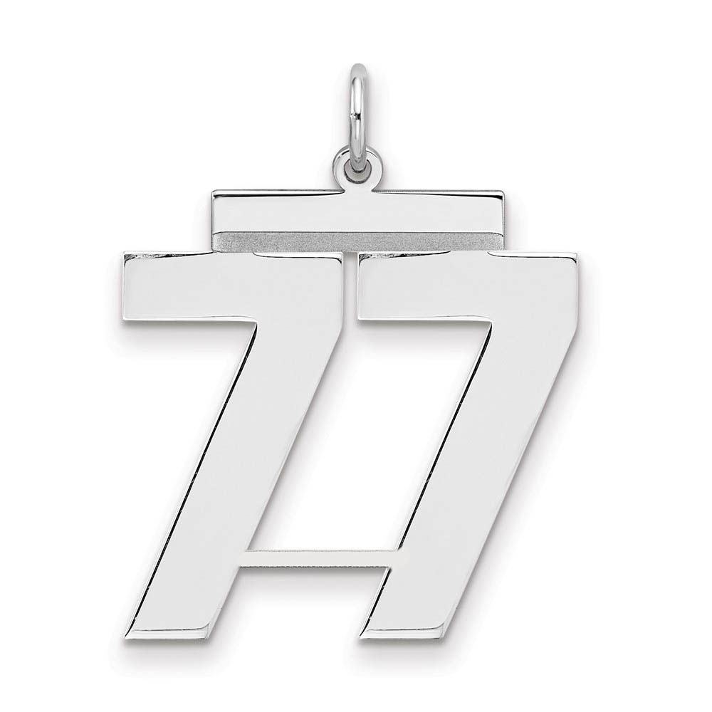 Sterling Silver, Athletic Collection, Large Polished Number 77 Pendant