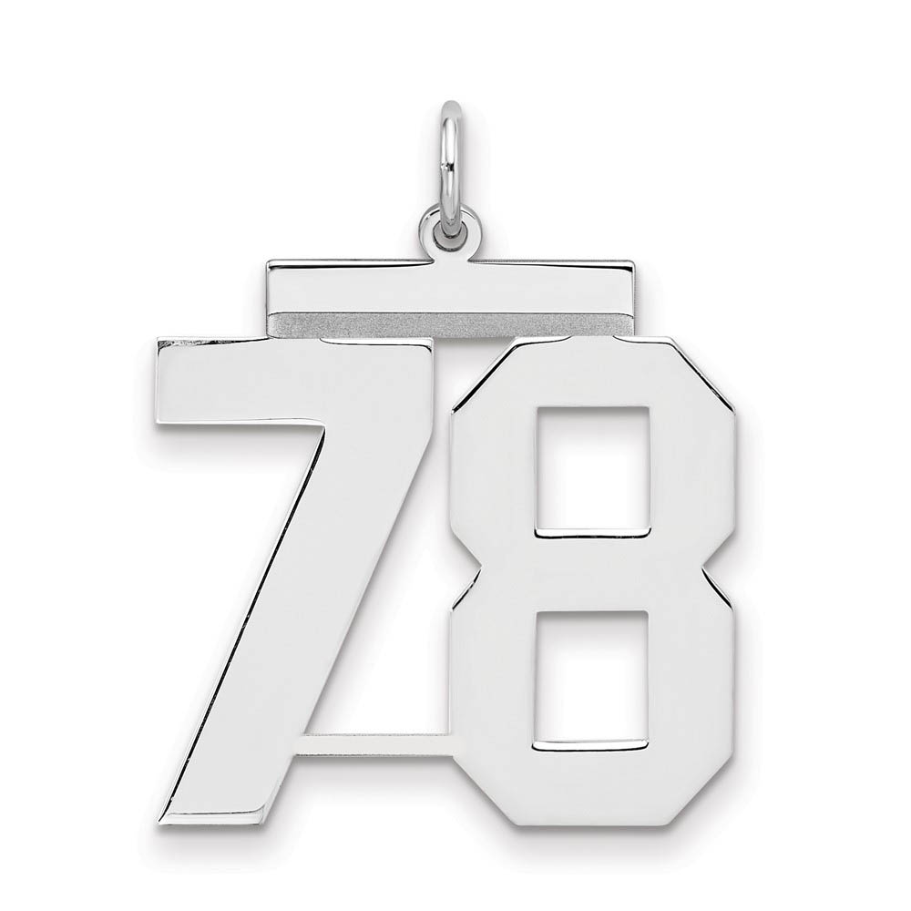 Sterling Silver, Athletic Collection, Large Polished Number 78 Pendant