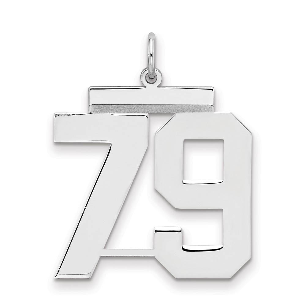 Sterling Silver, Athletic Collection, Large Polished Number 79 Pendant