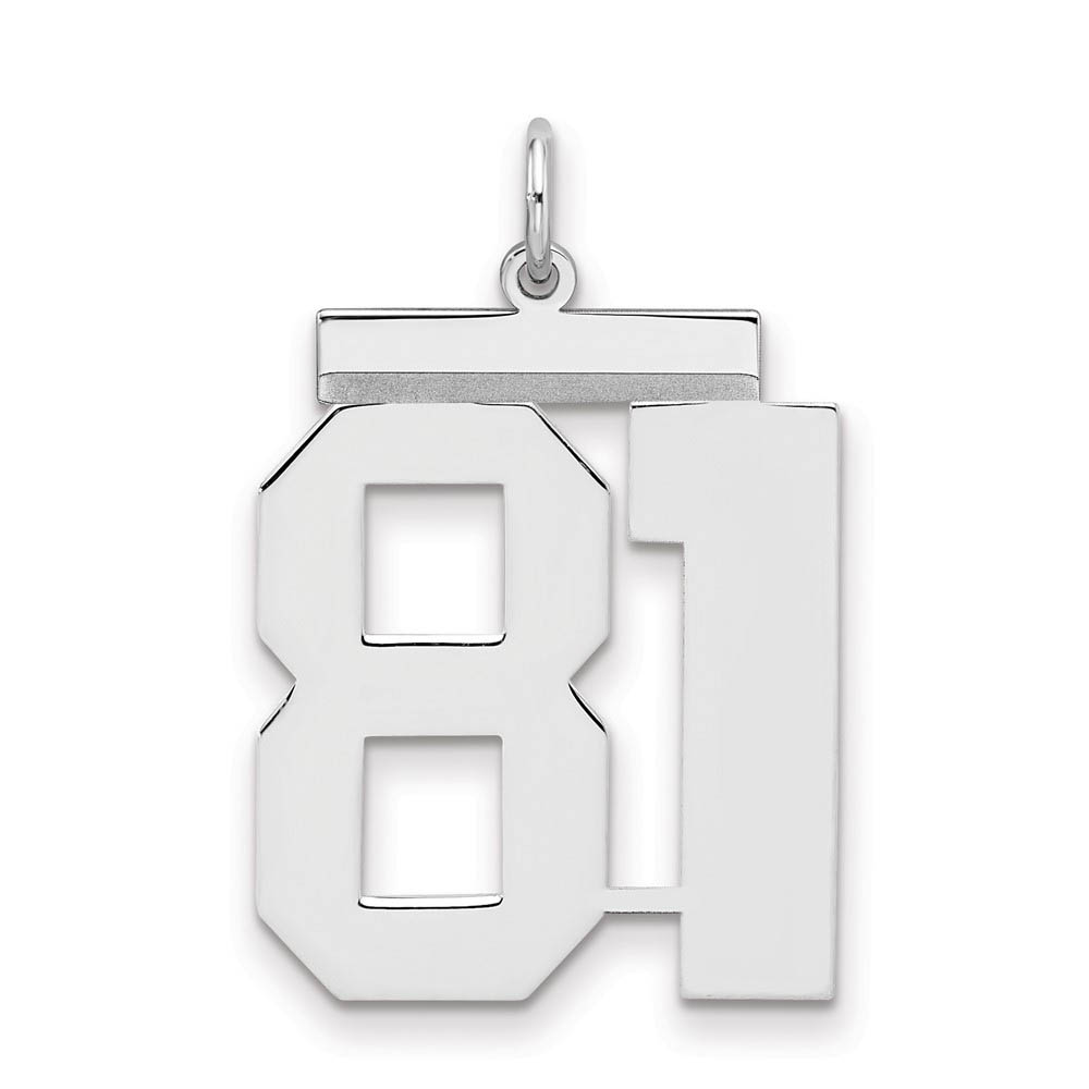 Sterling Silver, Athletic Collection, Large Polished Number 81 Pendant