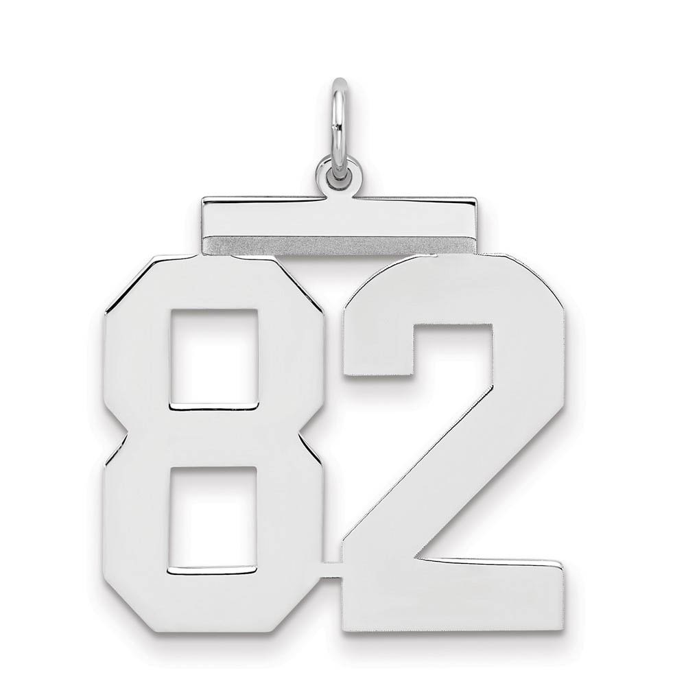 Sterling Silver, Athletic Collection, Large Polished Number 82 Pendant