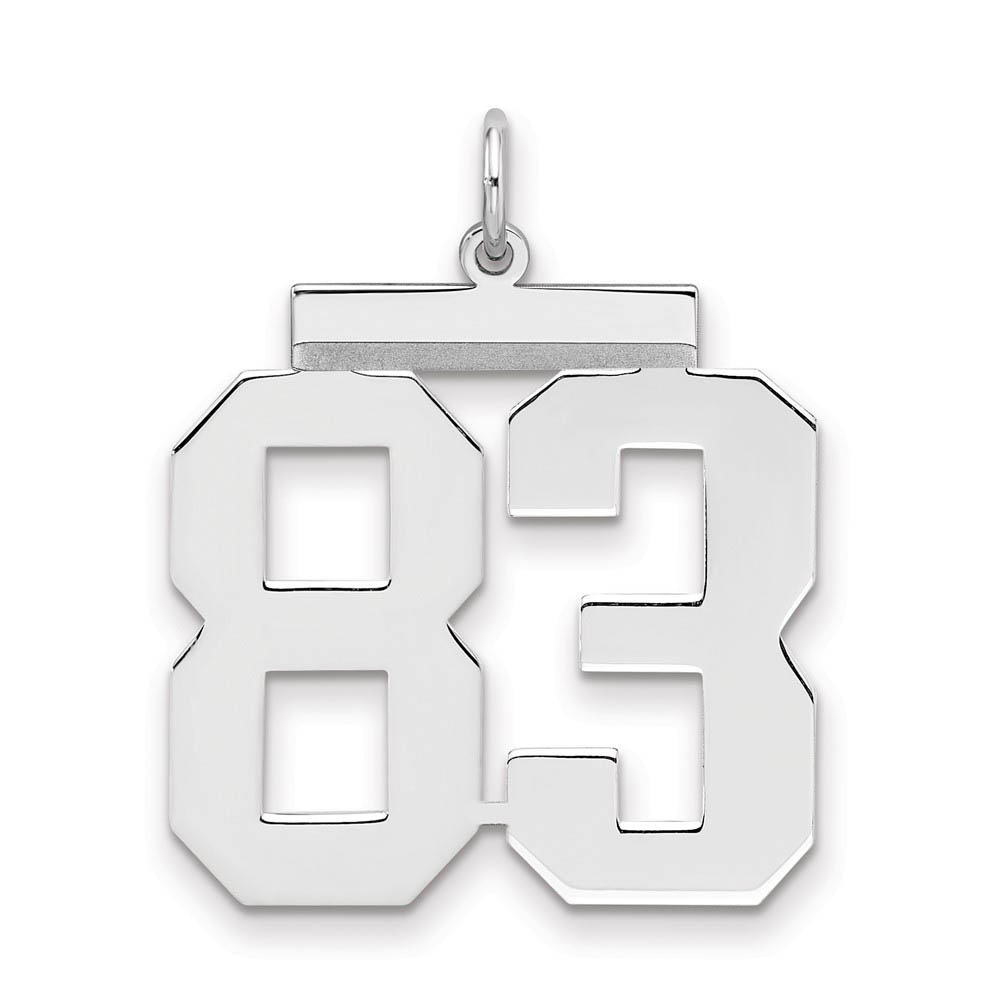 Sterling Silver, Athletic Collection, Large Polished Number 83 Pendant