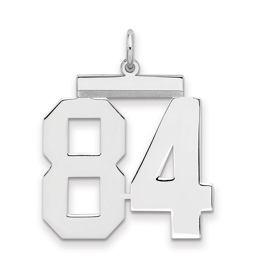 Sterling Silver, Athletic Collection, Large Polished Number 84 Pendant