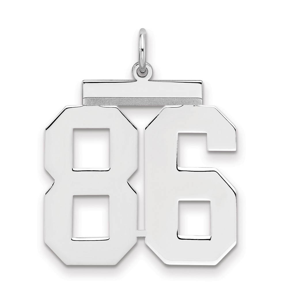 Sterling Silver, Athletic Collection, Large Polished Number 86 Pendant