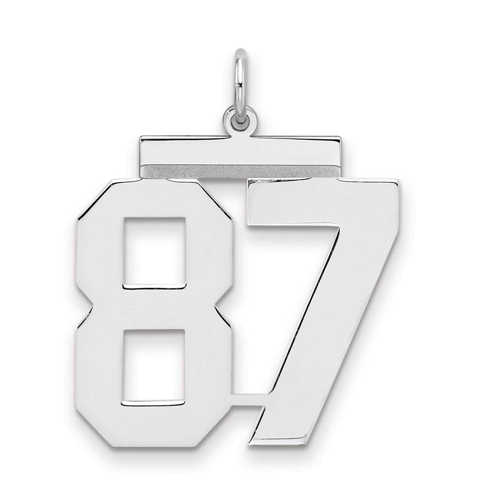 Sterling Silver, Athletic Collection, Large Polished Number 87 Pendant