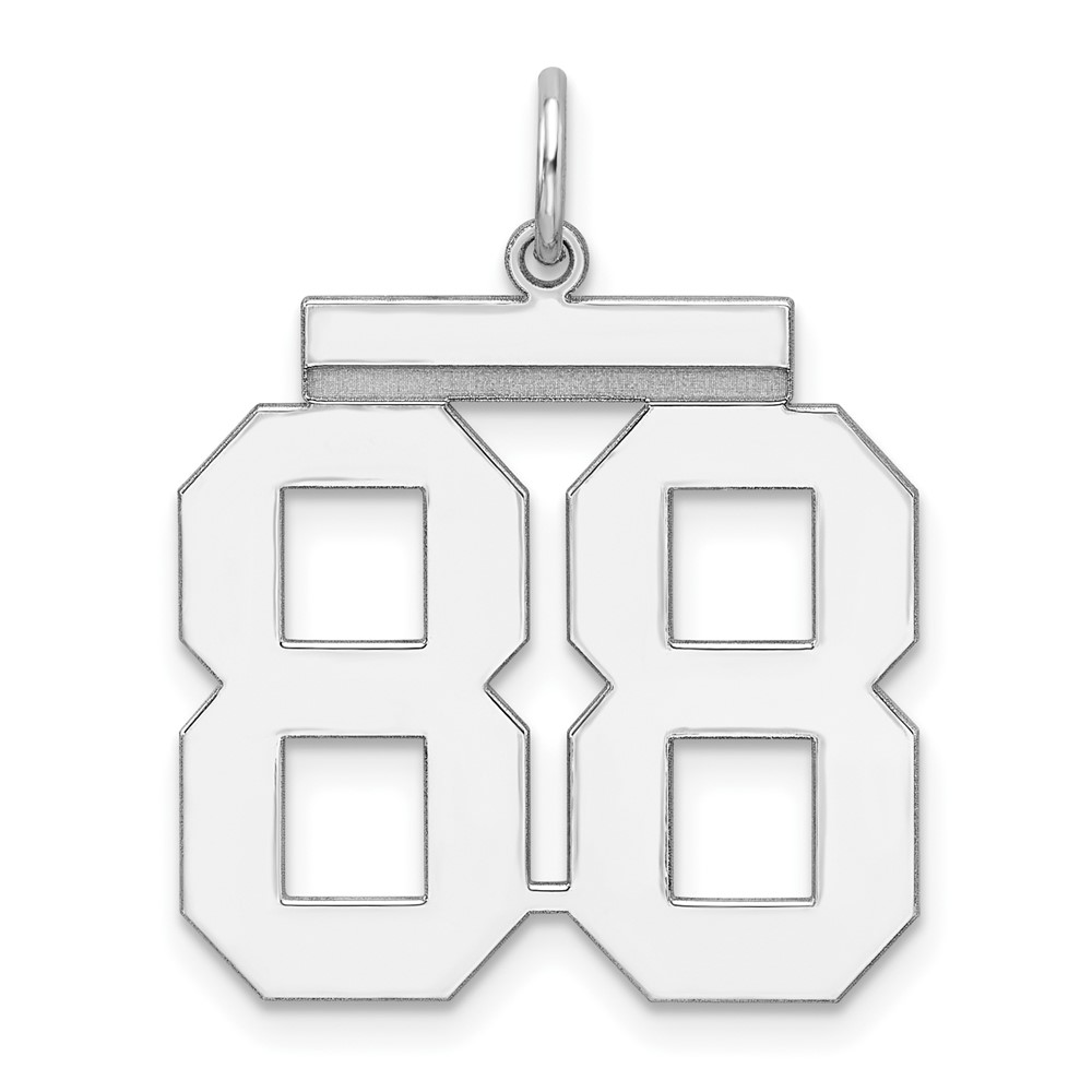 Sterling Silver, Athletic Collection, Large Polished Number 88 Pendant