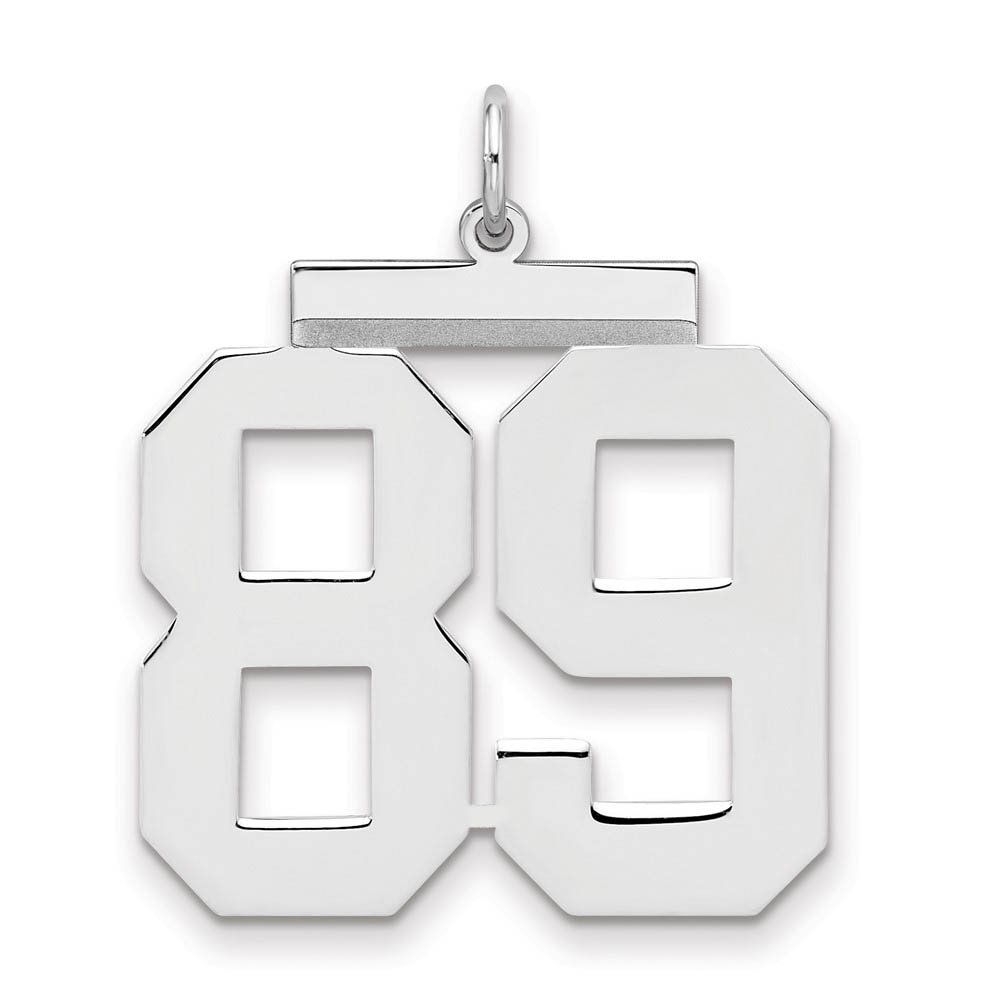 Sterling Silver, Athletic Collection, Large Polished Number 89 Pendant