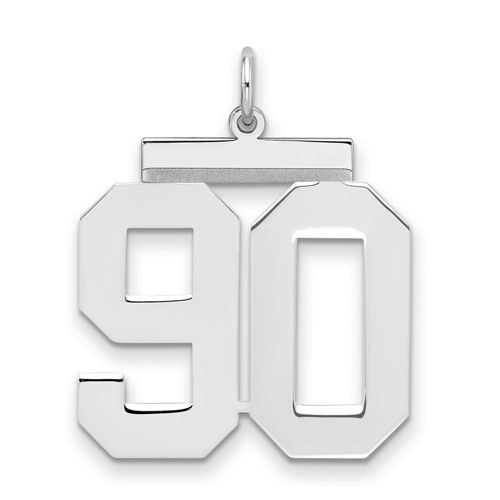 Sterling Silver, Athletic Collection, Large Polished Number 90 Pendant