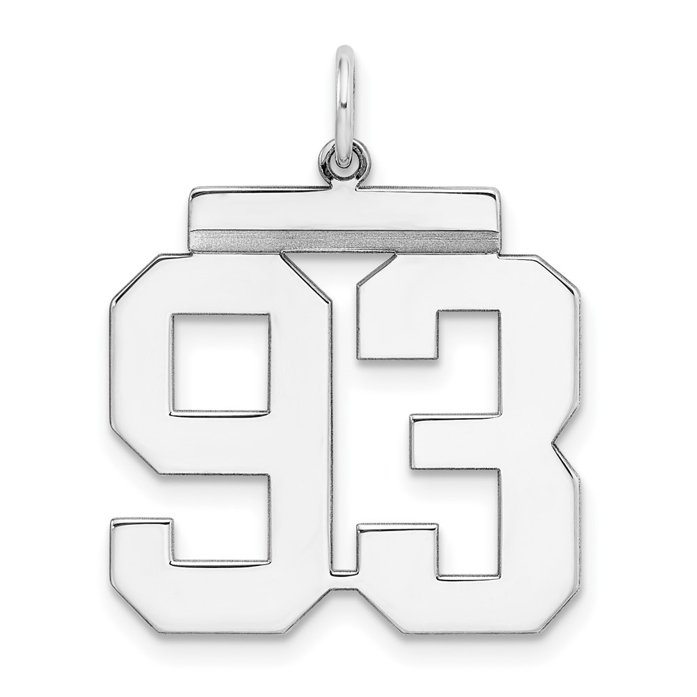 Sterling Silver, Athletic Collection, Large Polished Number 93 Pendant