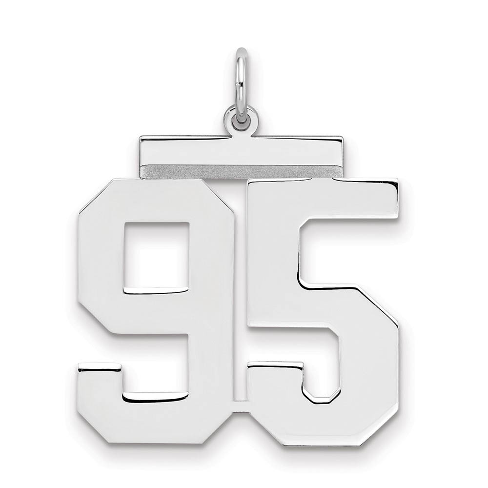 Sterling Silver, Athletic Collection, Large Polished Number 95 Pendant