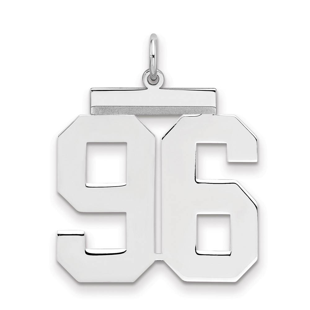 Sterling Silver, Athletic Collection, Large Polished Number 96 Pendant