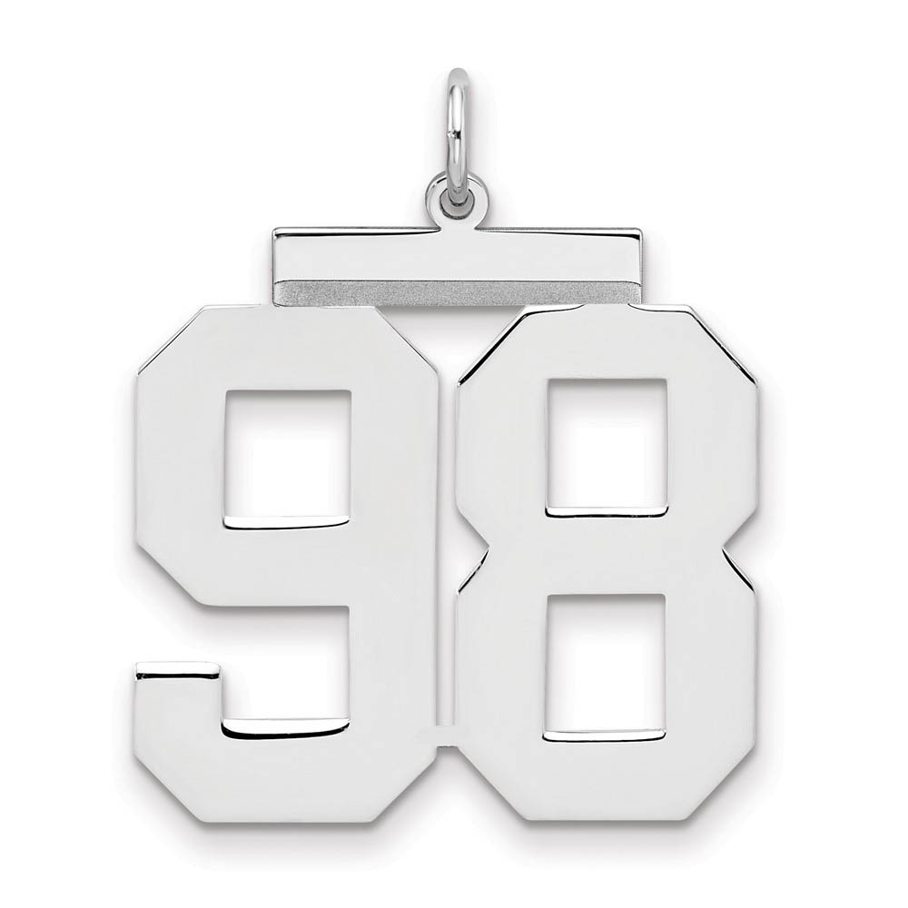 Sterling Silver, Athletic Collection, Large Polished Number 98 Pendant