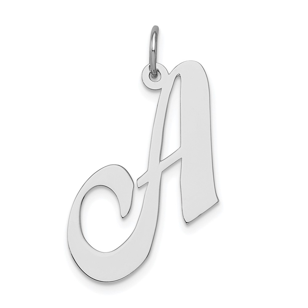 Sterling Silver, Ella Collection, LG Fancy Script Initial A Pendant