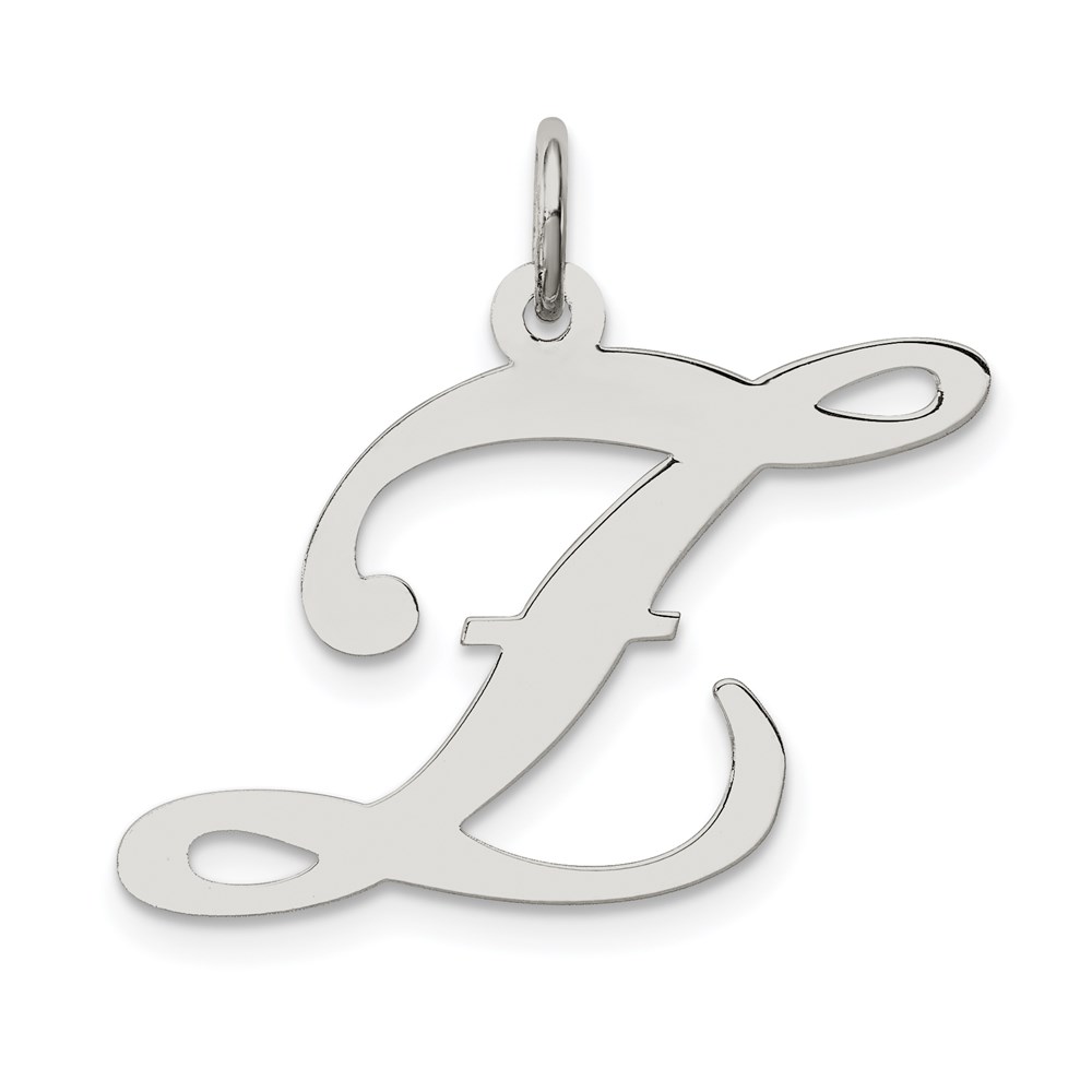 Sterling Silver, Ella Collection, LG Fancy Script Initial Z Pendant