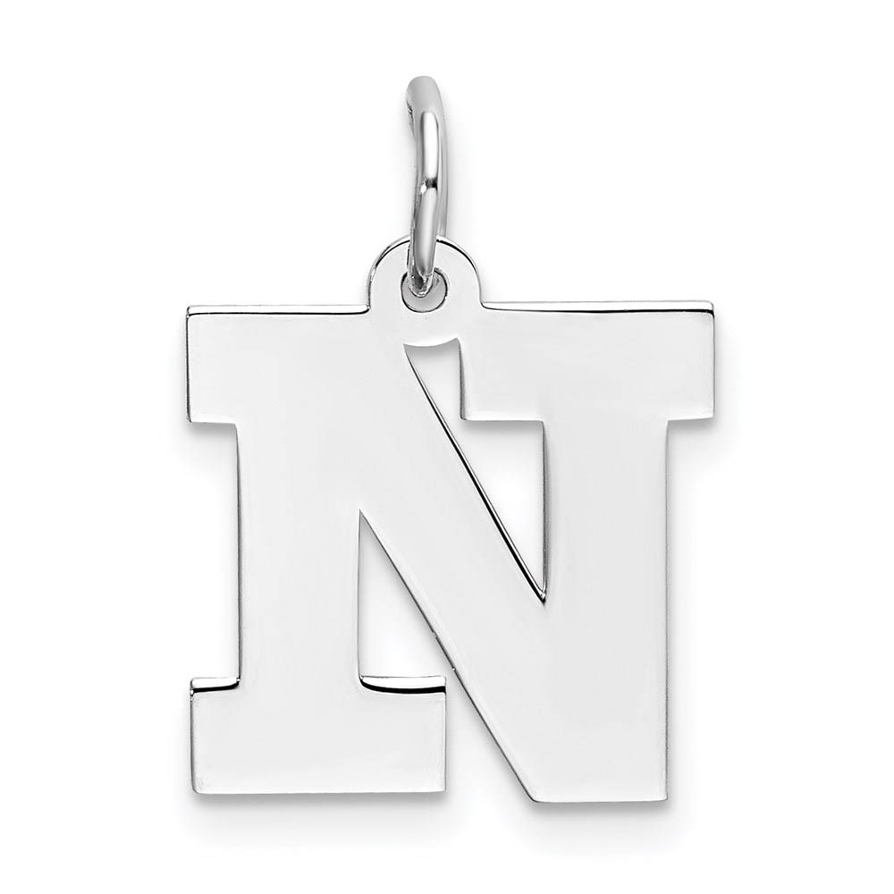 Sterling Silver Amanda Collection Block Style Initial N Pendant