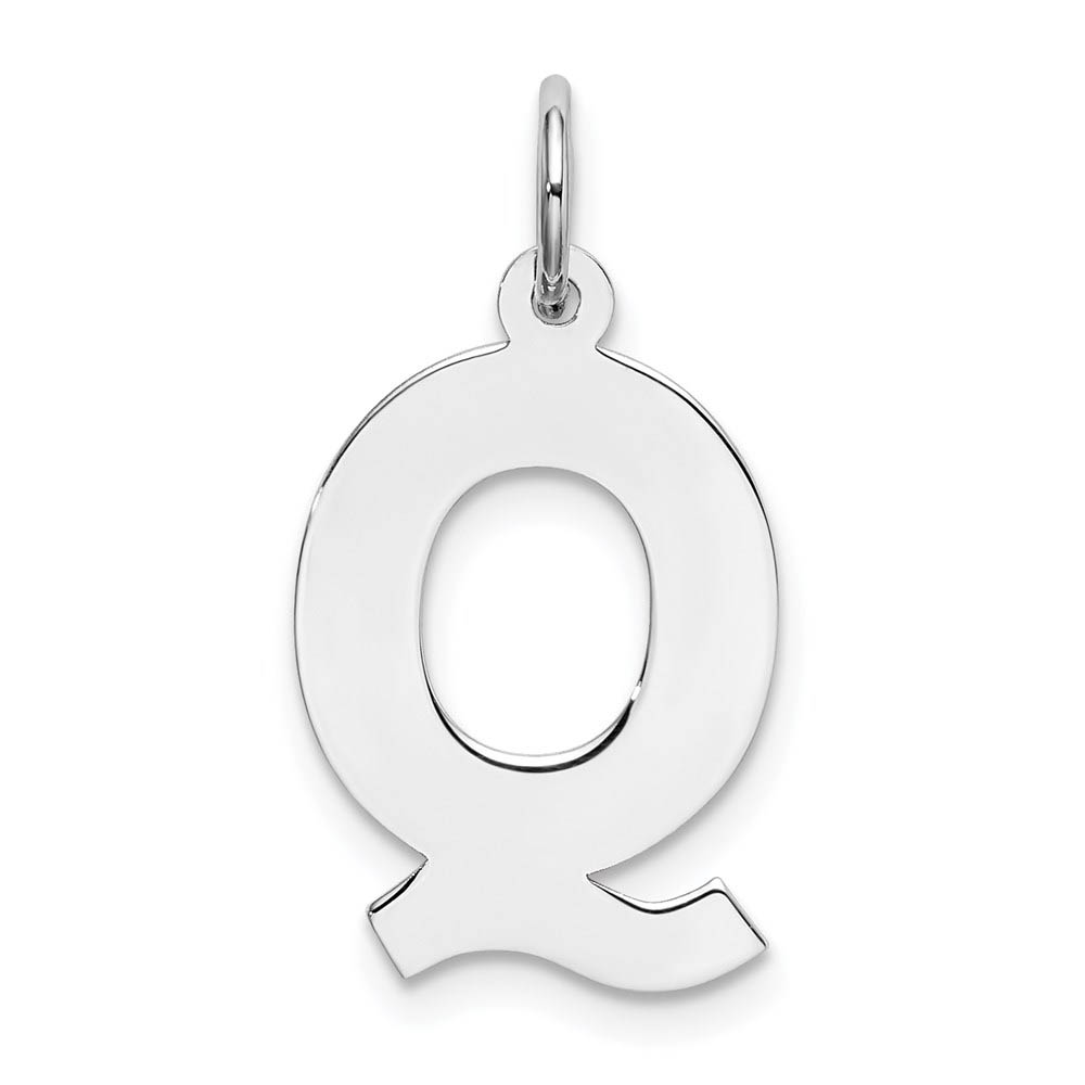 Sterling Silver Amanda Collection Block Style Initial Q Pendant
