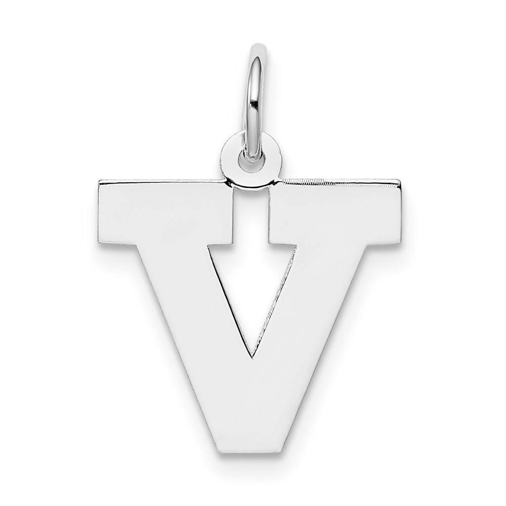 Sterling Silver Amanda Collection Block Style Initial V Pendant