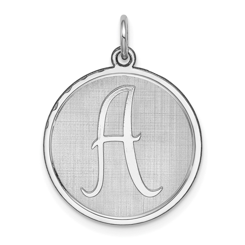 Sterling Silver, Makayla Collection, 20mm Disc Initial A Pendant