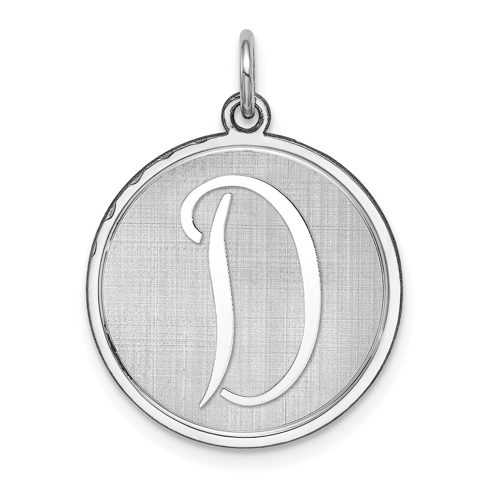 Sterling Silver, Makayla Collection, 20mm Disc Initial D Pendant