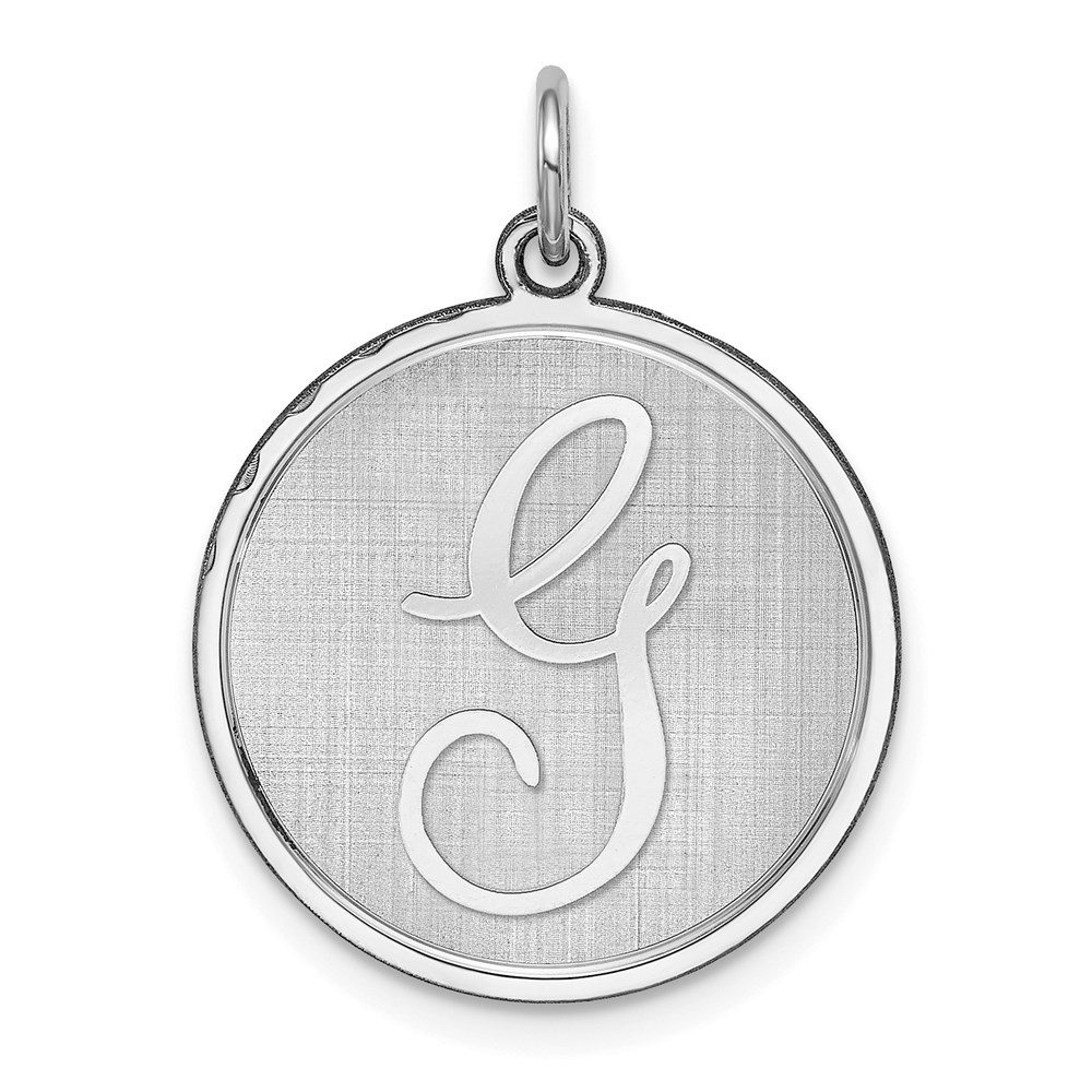 Sterling Silver, Makayla Collection, 20mm Disc Initial G Pendant