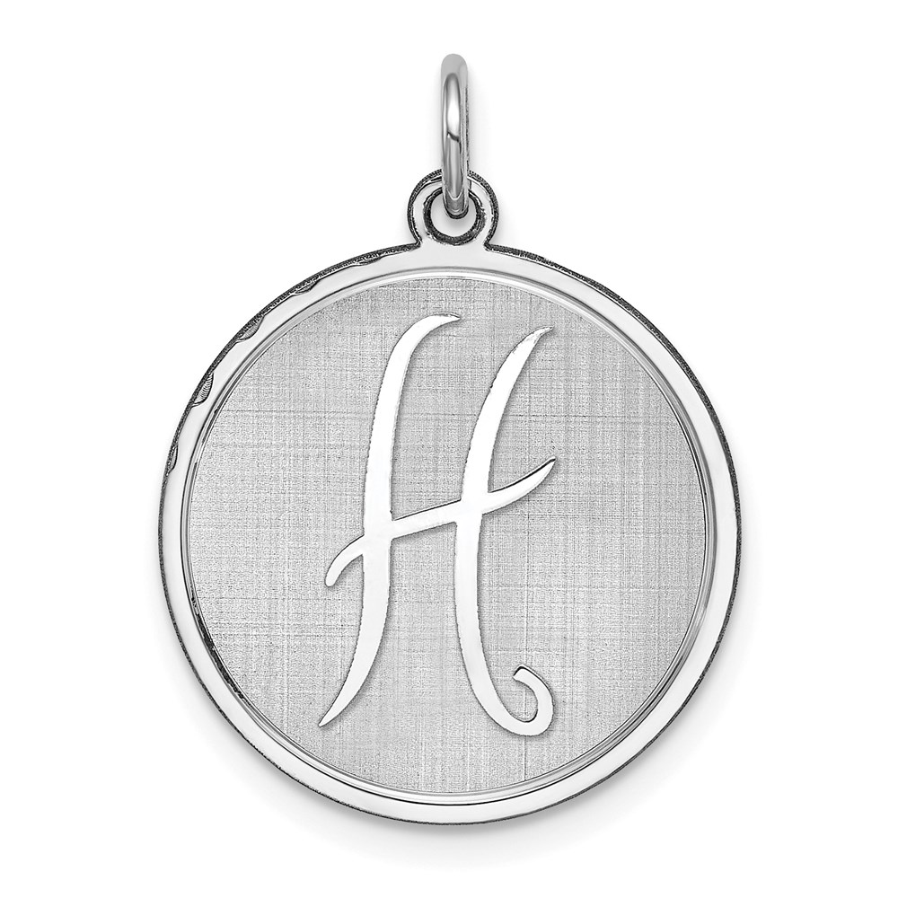 Sterling Silver, Makayla Collection, 20mm Disc Initial H Pendant