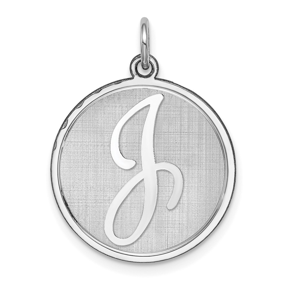 Sterling Silver, Makayla Collection, 20mm Disc Initial J Pendant