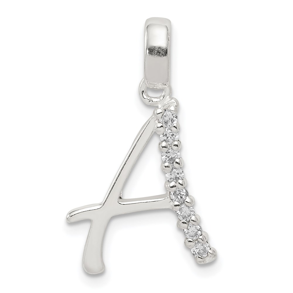 Sterling Silver and CZ, Lauren Collection, Initial A Pendant