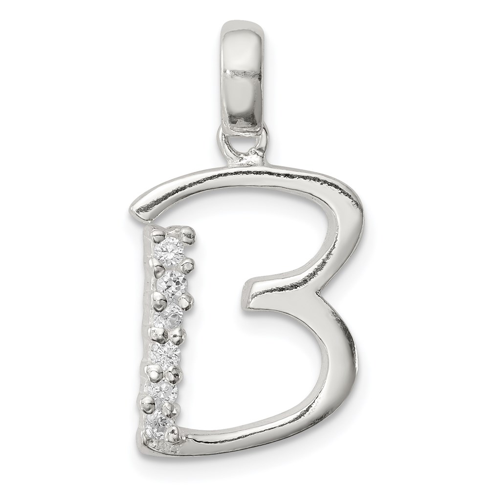 Sterling Silver and CZ, Lauren Collection, Initial B Pendant